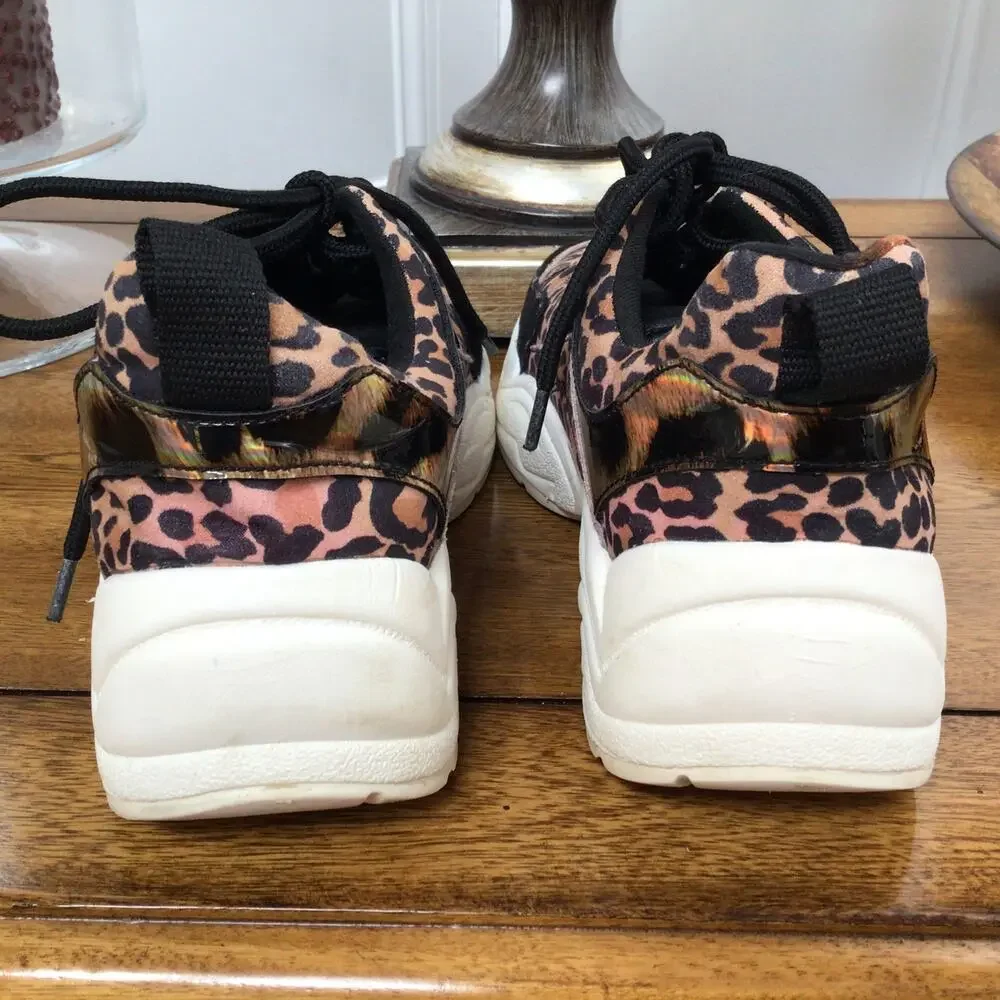 Steve Madden White Shirli Animal Print Vegan Sneakers Sz 7M